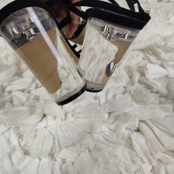 Marc Fisher Shoes Womens Size 9 Black Strappy Sandals Clear Lucite Block Heel - Picture 8 of 11